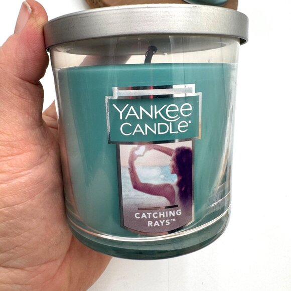Yankee Candle Catching Rays 7oz Single Wick set of two 2 7oz and 12 oz lit one - Picture 3 of 16